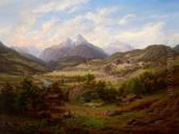 Veduta Di Berchtesgaden Oil Painting by Anton Schiffer