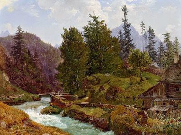 Eine Bachlandschaft Oil Painting by Anton Schiffer