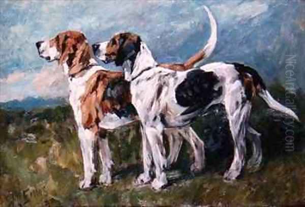 Pair of Foxhounds Oil Painting by John Emms