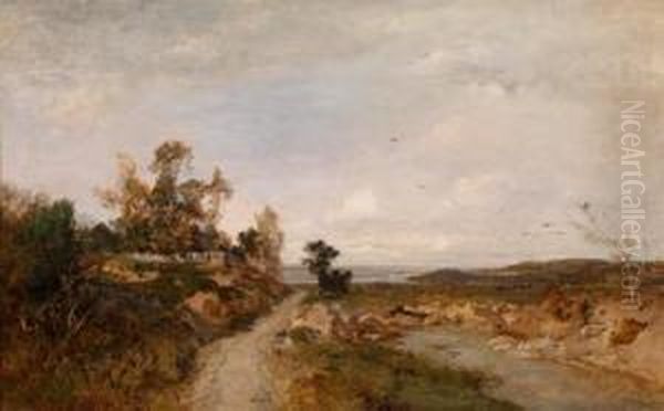 Herbstlandschaft An Der Unteren Donau Oil Painting by Emil Jakob Schindler