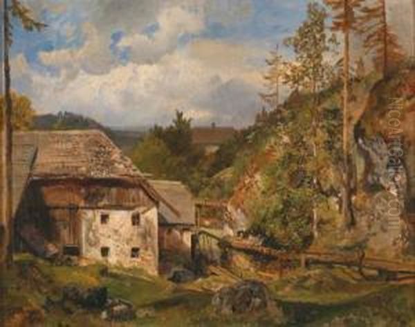 Mulino Nel Bosco Oil Painting by Emil Jakob Schindler