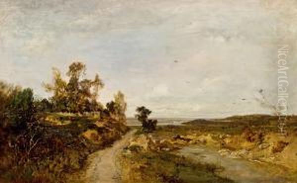 Herbstlandschaft An Der Unteren Donau Bei Haslau Oil Painting by Emil Jakob Schindler