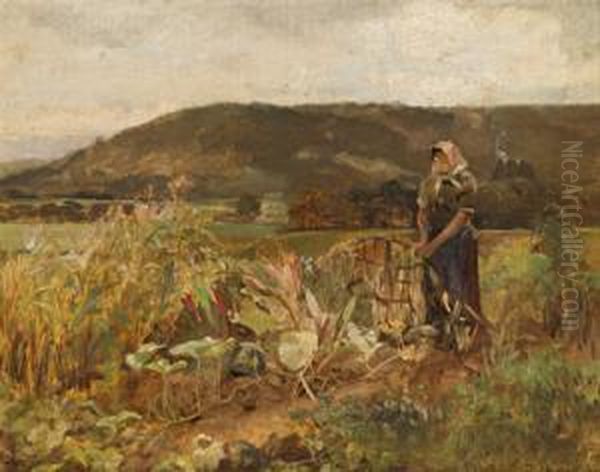 Contadina Nel Campo Di Zucca Oil Painting by Emil Jakob Schindler