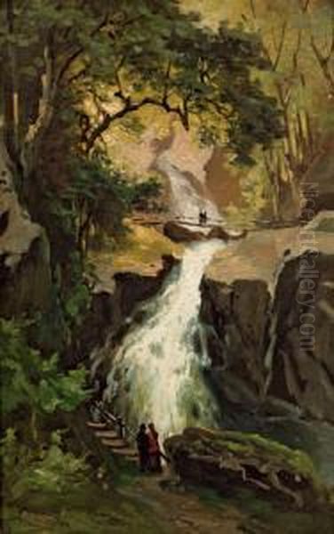 Wasserfall Oil Painting by Emil Jakob Schindler