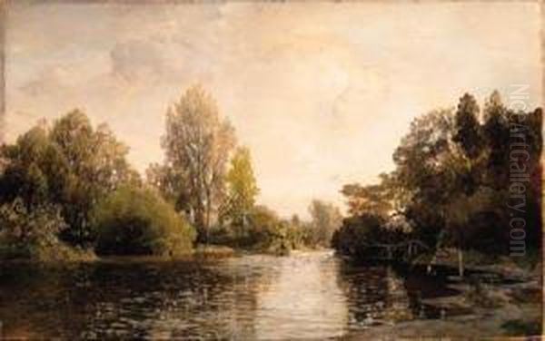 A View From Plankenberg Oil Painting by Emil Jakob Schindler