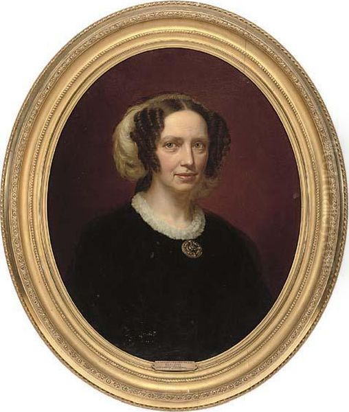 Portrait Of Princess Louise-charlotte Von Hesse-cassel Oil Painting by August Heinrich Schiott