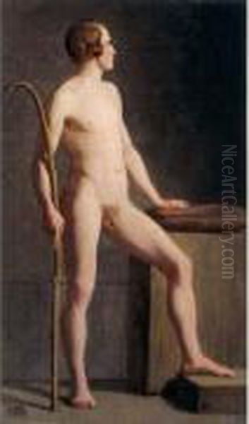 Academie De Jeune Homme Debout Oil Painting by August Heinrich Schiott