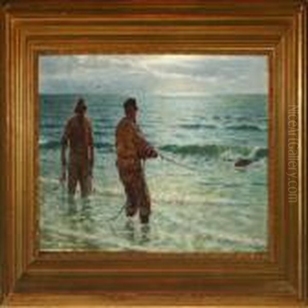 Two Fishermen Oil Painting by N. F. Schiottz-Jensen