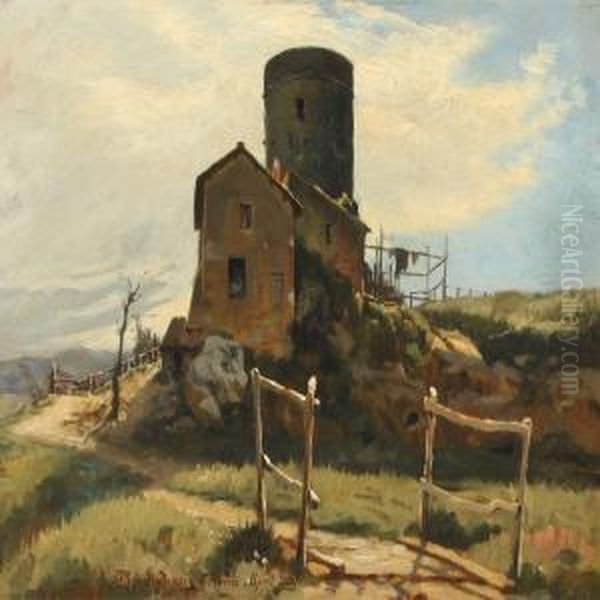 Italian Landscape With House Oil Painting by Niels Frederik Schiottz-Jensen