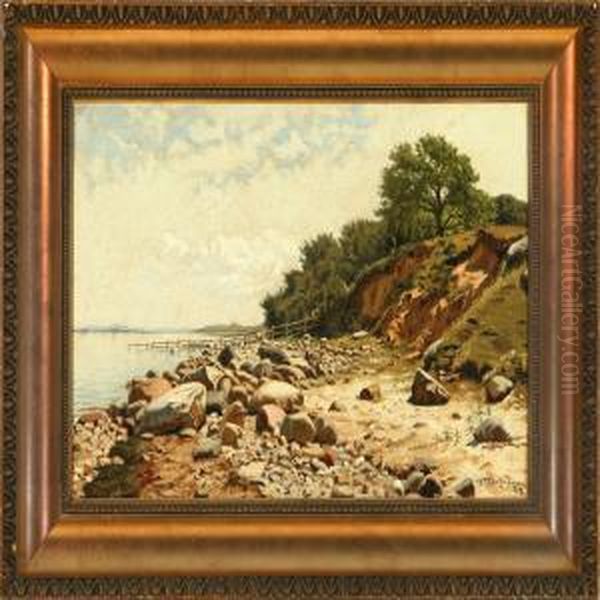 Coastal Scene Oil Painting by Niels Frederik Schiottz-Jensen