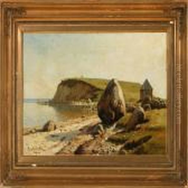 Coastal Scene From Knudshoved, Denmark Oil Painting by Niels Frederik Schiottz-Jensen