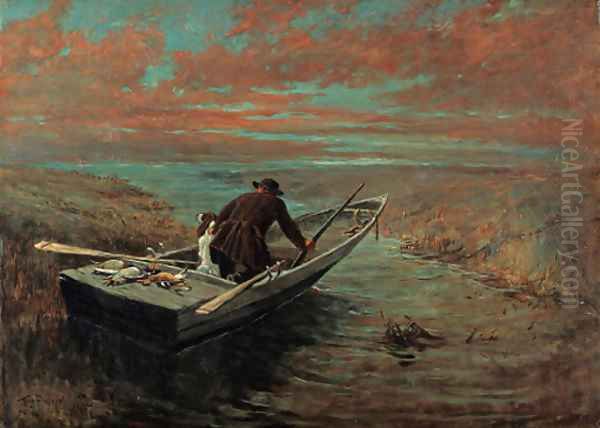 The Wildfowler Oil Painting by John Emms