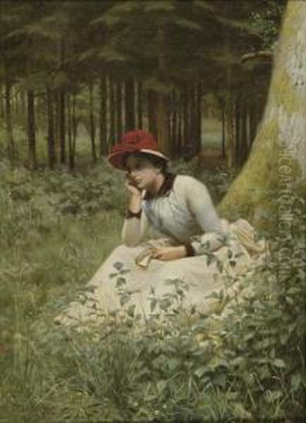 I Skoven (in The Forest) Oil Painting by Niels Frederik Schiottz-Jensen