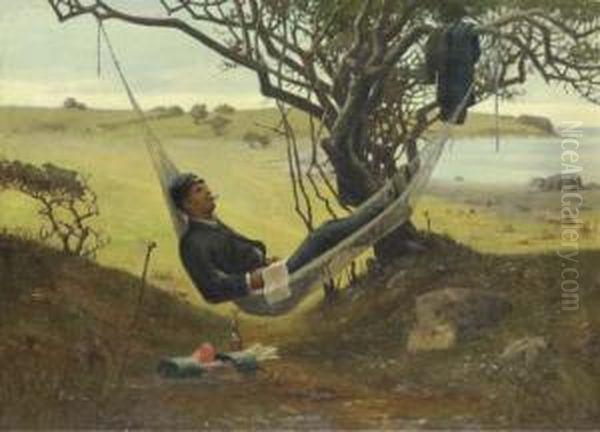 An Afternoon's Rest Oil Painting by Niels Frederik Schiottz-Jensen