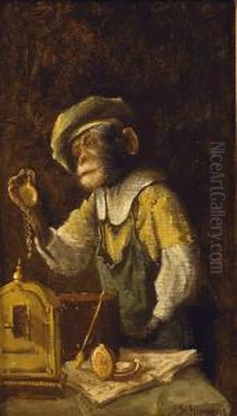 Le Singe Horloger Oil Painting by Joseph, Jos. Schippers