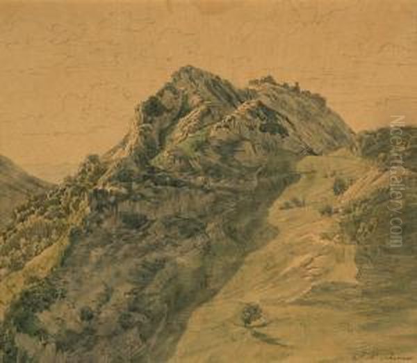 Blick Auf Civitella In Der Serpentara Oil Painting by Johann Wilhelm Schirmer