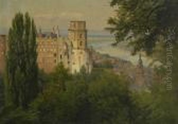 Blick Auf Heidelberg. Oil Painting by Johann Wilhelm Schirmer