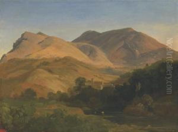 View Of Olevano Romano, Lazio Oil Painting by Johann Wilhelm Schirmer