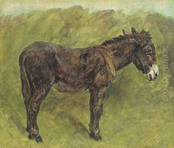 A Donkey Oil Painting by John Emms