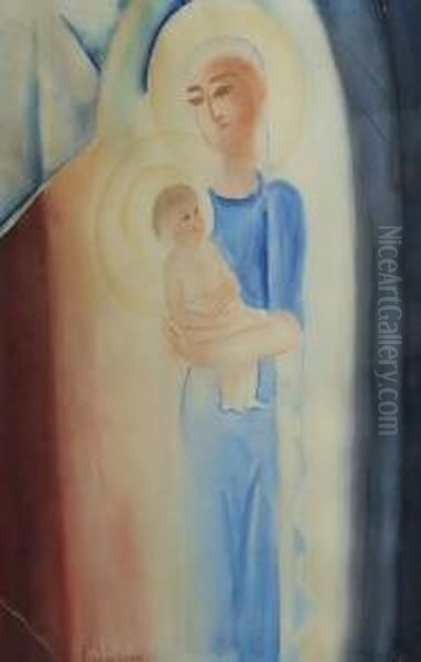 Vierge A L'enfant Oil Painting by Ferdinand Schirren