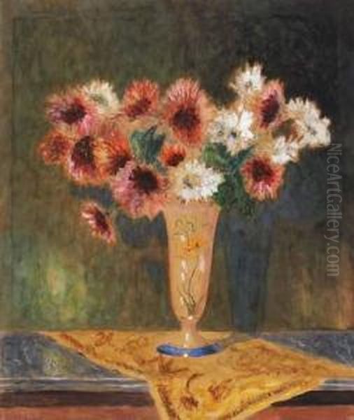 Still Life With Bouquet In Vase Oil Painting by Ferdinand Schirren