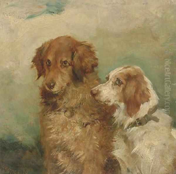 A Retriever and a Spaniel Oil Painting by John Emms