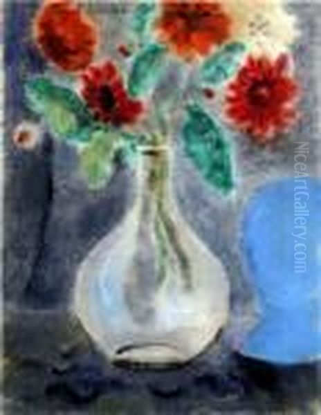 Vase Garni De Fleurs Oil Painting by Ferdinand Schirren