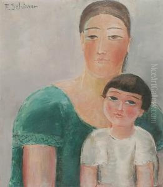 Moeder En Kind - Mere Et Enfant (1924) Oil Painting by Ferdinand Schirren