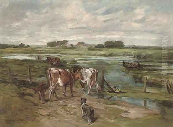 Herding the cattle to new pastures Oil Painting by John Emms