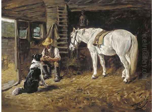 In the stable Oil Painting by John Emms