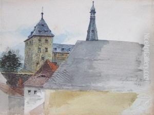 Burg Mylau Im Vogtland Oil Painting by August Friedrich Schlegel