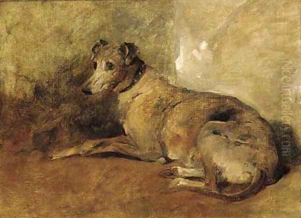 A greyhound Oil Painting by John Emms