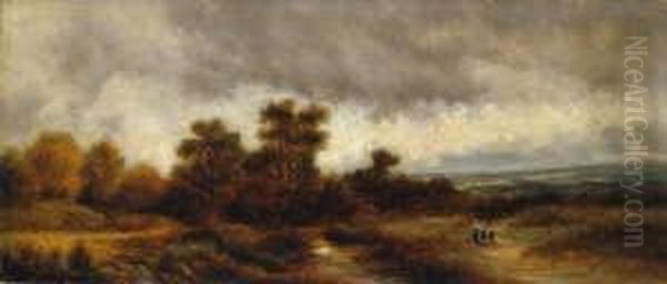 Landschaft Im Dachauer Moos. Oil Painting by Eduard I Schleich