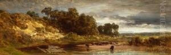 Kuhe Am Isar-ufer Oil Painting by Eduard I Schleich