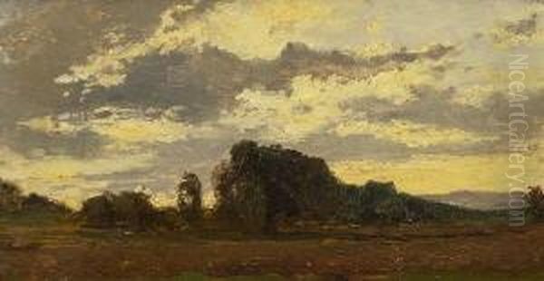 Landschaft Im Abendlicht. Oil Painting by Eduard I Schleich