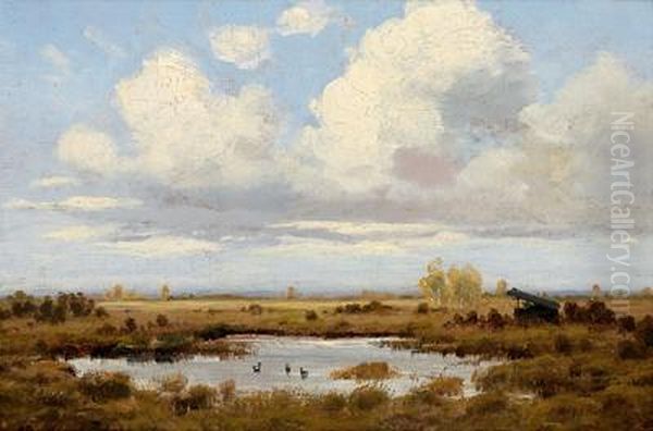 Landschaft Bei Dachau Oil Painting by Eduard Ii Schleich