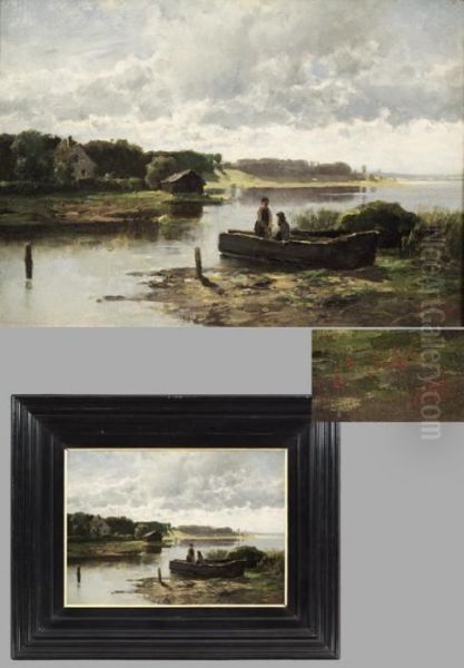 Weite Isarlandschaft Oil Painting by Eduard Ii Schleich