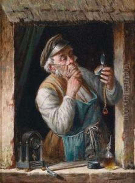 Ein Selteneswerk Oil Painting by Carl Schleicher