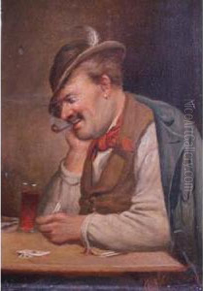 The Gambler Oil Painting by Carl Schleicher