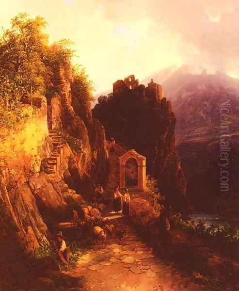 Alpin Landschaft (Alpine landscape) Oil Painting by Thomas Ender