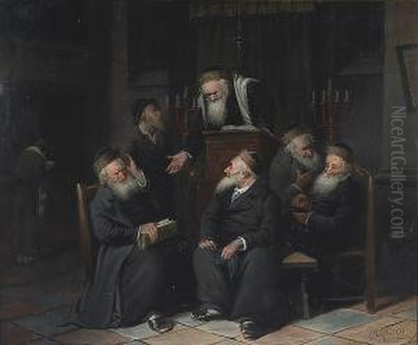 Ein Meinungsaustausch (an 
Exchange Of Views); Also A Companion Painting Attributed To The Same 
Hand Oil Painting by Carl Schleicher