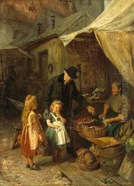 At The Market Oil Painting by Felix Schlesinger