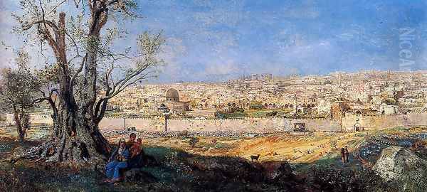 View Of Jerusalem Oil Painting by Pierre Tetar Van Elven