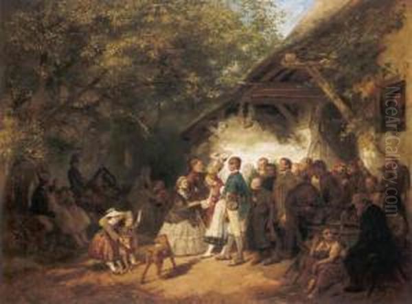 Hochzeitsgratulanten Oil Painting by Felix Schlesinger