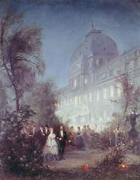 Evening Party at the Tuileries 2 Oil Painting by Pierre Tetar Van Elven