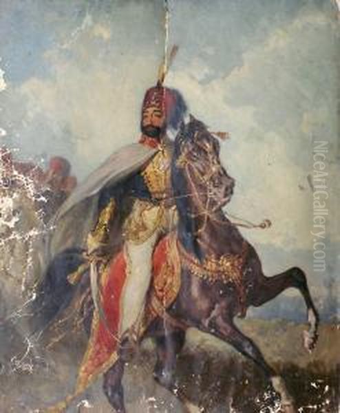 Mahmoudkhan Ii A Cheval Oil Painting by Henry Guillaume Schlesinger