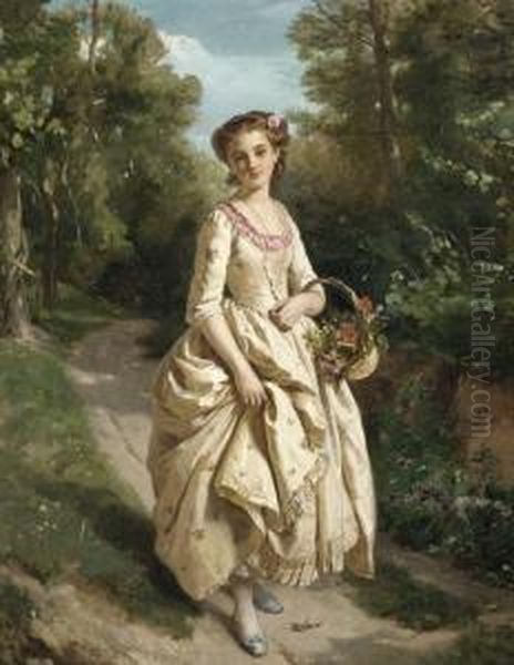 An Afternoon Stroll Oil Painting by Henry Guillaume Schlesinger