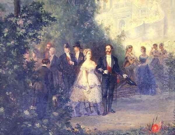 Evening Party at the Tuileries Oil Painting by Pierre Tetar Van Elven