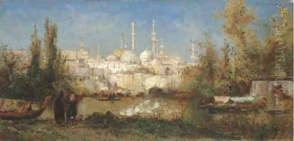 View of Istanbul Oil Painting by Pierre Tetar Van Elven