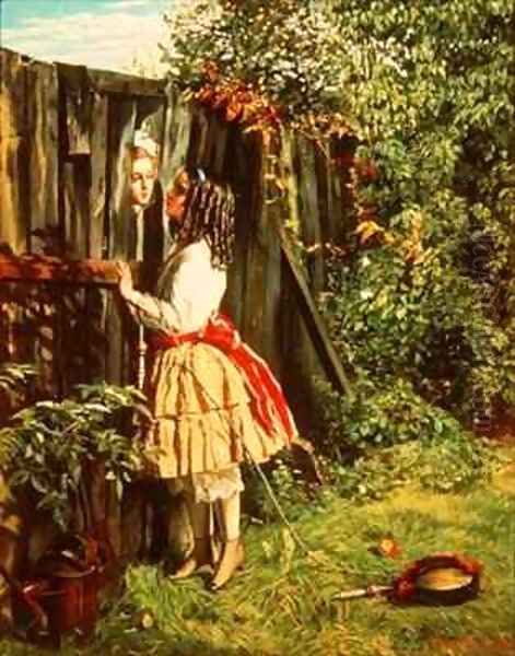 Talking Through the Fence Oil Painting by William Maw Egley